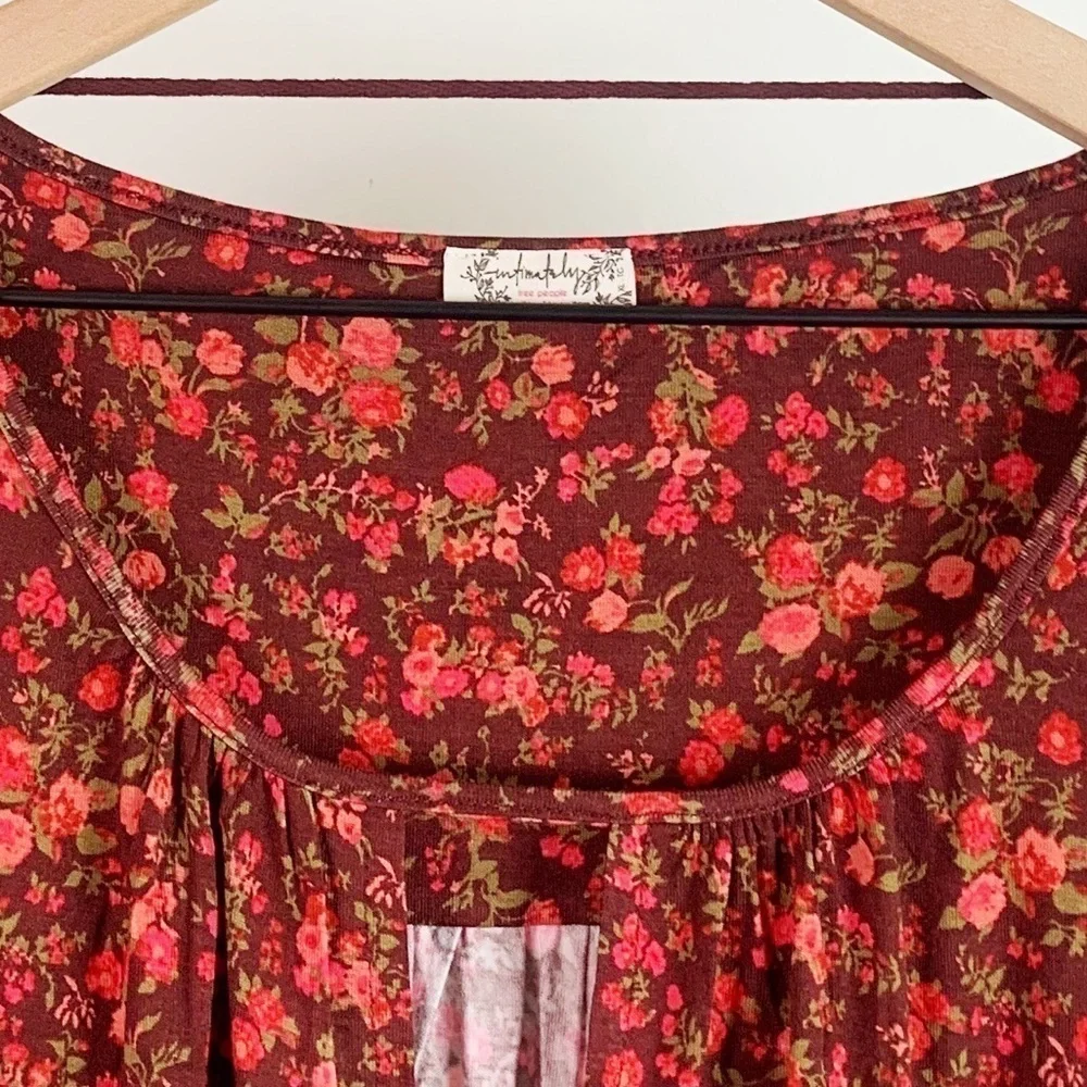 NWT Free People Kaya Floral Printed Keyhole Long Sleeve Ruched Bodysuit
